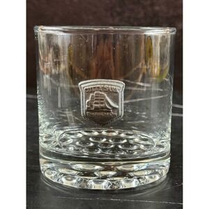 VTG Cutty Sark Whiskey Rocks Lowball Pewter Emblem Glass 3 3/8in Tall MINT!